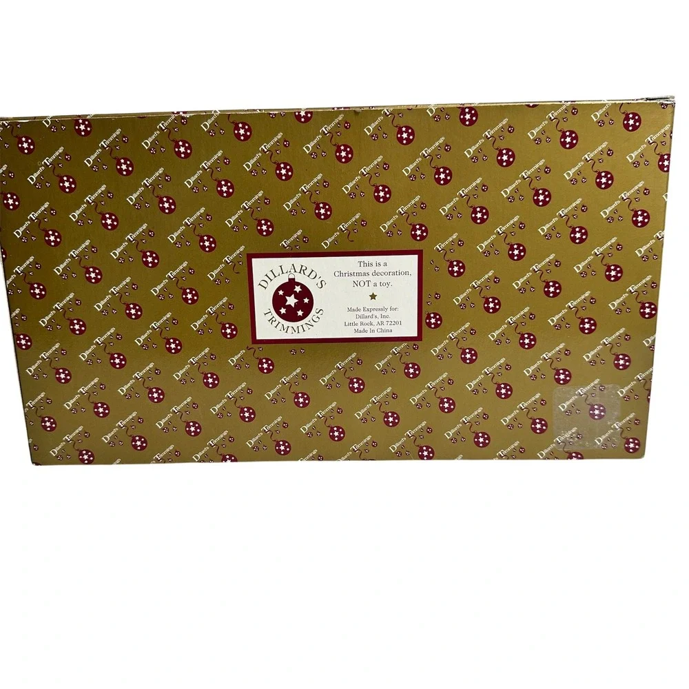 Vintage Dillards Trimmings Christmas‎ Tree Ornaments Red Gold Set of 3 in Box